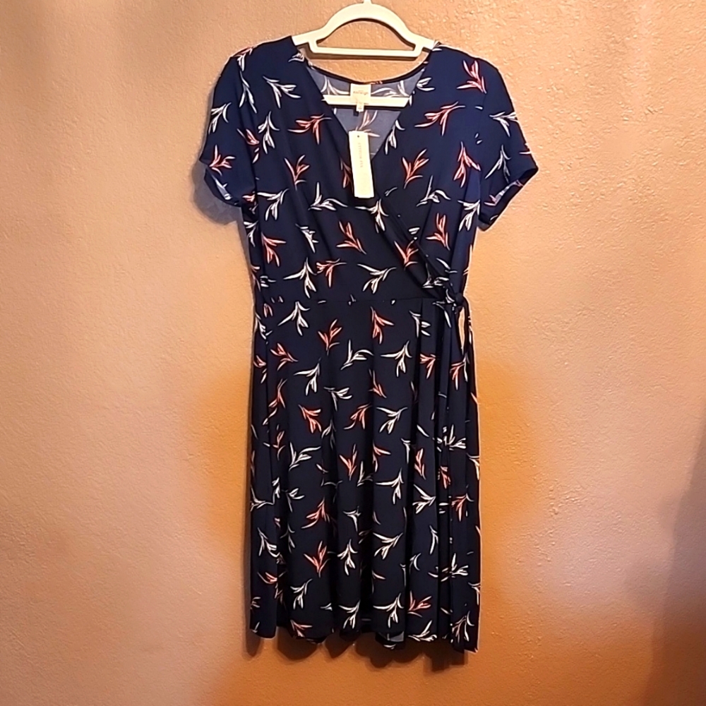 Kaileigh Faux Navy wrap dress, Medium